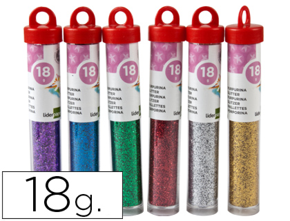 [2058287] LIDERPAPEL - PURPURINA FANTASIA COLORES METALICOS SURTIDOS BOTE DE 18 GR (Ref.PU05)