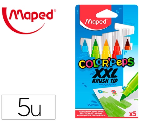 [9162264] MAPED - Rotulador color peps jumbo punta pincel caja de 5 colores surtidos (Ref. 844705)