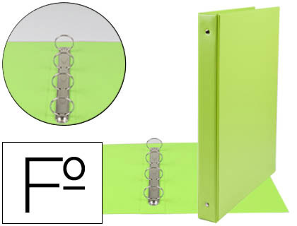 [2073742] LIDERPAPEL - CARPETA 4 ANILLAS 25 MM REDONDAS PLASTICO FOLIO COLOR VERDE PISTACHO (Ref.CA82)