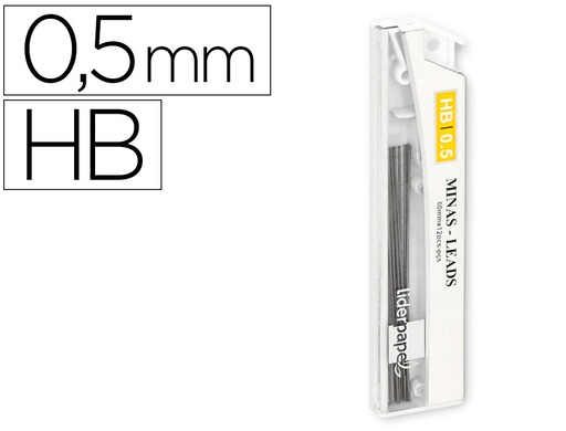 [2035821] LIDERPAPEL - MINAS GRAFITO 0.5 MM HB TUBO DE 12 MINAS (Ref.MG01)