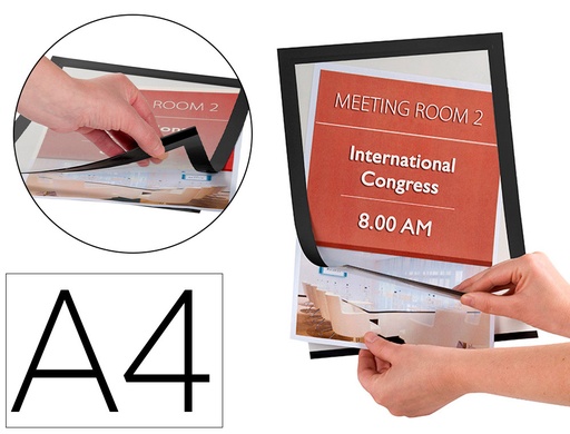 [2078091] Q-CONNECT - MARCO PORTA ANUNCIOS MAGNETO DIN A4 DORSO ADHESIVO REMOVIBLE COLOR NEGRO PACK DE 2 (Ref.KF22366)