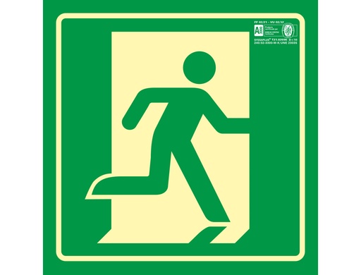 [2076044] SYSSA - PICTOGRAMA SEÑAL DE SALIDA DE EMERGENCIA DERECHA EN PVC FOTOLUMINISCENTE 224X224 MM (Ref.9051F)