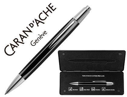 [2062998] CARAN D'ACHE - CARAN D' ACHE - Boligrafo alchemix cuerpo laca negra adornos cromados brillante con estuche punta media (Ref. 4882-009)