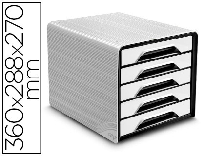 [2150850] CEP - FICHERO CAJONES DE SOBREMESA 5 CAJONES BLANCO/NEGRO 360X288X270 MM (Ref.1071110121)