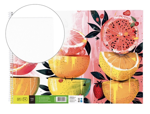 [2032014] LIDERPAPEL - BLOC DIBUJO ARTISTICO ESPIRAL 460X325MM 20 HOJAS 130G M2 SIN RECUADRO (Ref.DA06)