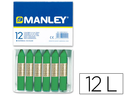 [2078762] MANLEY - LAPICES CERA UNICOLOR VERDE PRIMAVERA Nº 25 CAJA DE 12 (Ref.MNC04680/N.25)