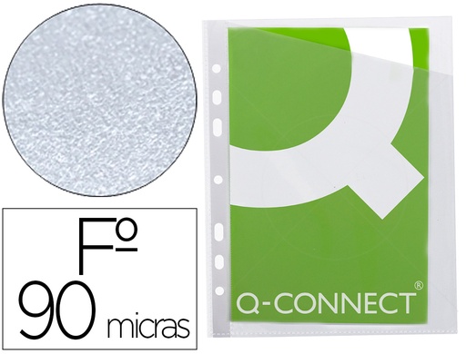 [2063467] Q-CONNECT - FUNDA CORTE OBLICUO 290X195 MM CRISTAL 4 TALADROS PVC 90 MC CAJA DE 100 UNIDADES (Ref.KF06041)