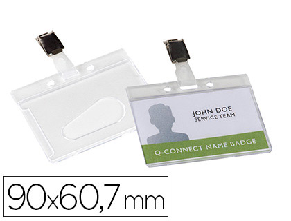 [2151023] Q-CONNECT - IDENTIFICADOR RIGIDO PLASTICO ACABADO BRILLANTE CON PINZA 9X6,7 CM (Ref.KF14148)