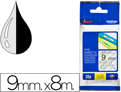 [9026805] BROTHER - Cintas Rotulacion 9mmX8m Negro/transparente (Ref.TZe121)