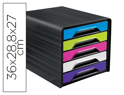 [2150852] CEP - FICHERO CAJONES DE SOBREMESA 5 CAJONES NEGRO/MULTICOLOR FLASHY 360X288X270 MM (Ref.1071110381)
