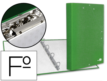 [2026429] LIDERPAPEL - CARPETA DE 4 ANILLAS 25MM REDONDAS FOLIO Cartón FORRADO PAPER COAT VERDE CLARO CON MINICLIP Y SOLAPAS (Ref.CA14)