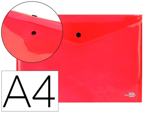 [2019983] LIDERPAPEL - CARPETA DOSSIER BROCHE 34040 POLIPROPILENO DIN A4 ROJA TRANSPARENTE 50 HOJAS (Ref.DS13)