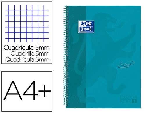 [9064882] OXFORD - Cuaderno EBOOK1 A4 TAPA EXTRADURA 80 HOJAS SOFT TOUCH 5X5 AQUA (Ref.400075553)