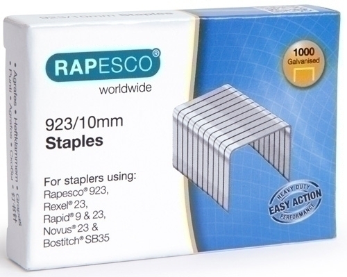 [2154348] RAPESCO - Caja 1000 grapas galvanizadas 923/10 mm (tipo 23) color metalizado. (Ref.1237)