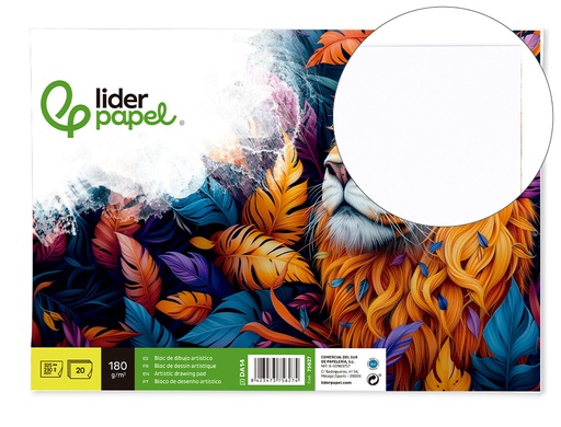 [2075627] LIDERPAPEL - BLOC DIBUJO ARTISTICO ENCOLADO 230X325MM 20 HOJAS 180 G/M2 SIN RECUADRO (Ref.DA14)
