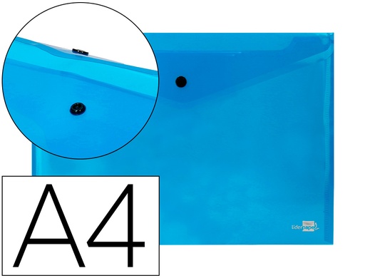 [2019985] LIDERPAPEL - CARPETA DOSSIER BROCHE 34042 POLIPROPILENO DIN A4 AZUL TRANSPARENTE 50 HOJAS (Ref.DS15)