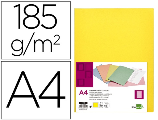 [2029025] LIDERPAPEL - SUBCARPETA A4 AMARILLO INTENSO 185G/M2 (Ref.SC12)