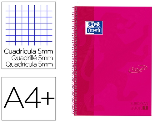 [9064881] OXFORD - Cuaderno EBOOK1 A4 TAPA EXTRADURA 80 HOJAS SOFT TOUCH 5X5 FUCSIA (Ref.400075552)