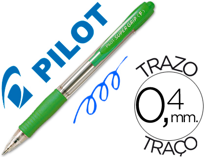 [2028595] PILOT - Boligrafo SUPER GRIP VERDE CLARO -RETRACTIL -SUJECION DE CAUCHO -TINTA BASE DE ACEITE (Ref.BPGP-10-M-VC)