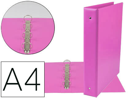 [2077185] LIDERPAPEL - CARPETA DE 4 ANILLAS 40 MM MIXTAS A4 Cartón FORRADO PVC FUCSIA (Ref.KA08)