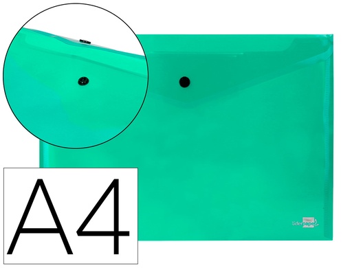 [2019986] LIDERPAPEL - CARPETA DOSSIER BROCHE 34043 POLIPROPILENO DIN A4 VERDE TRANSPARENTE 50 HOJAS (Ref.DS16)