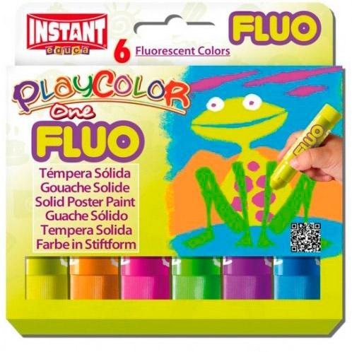 [1921641] PLAYCOLOR - Caja 6 témperas sólidas Fluorescentes en colores surtidos (Ref.10431)
