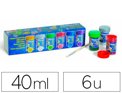 [9090300] PELIKAN - Tempera glitter 20 ml 942/20s caja 6 colores surtidos + pincel (Ref. 24005203)