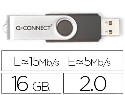 [2054637] Q-CONNECT - MEMORIA USB FLASH 16 GB 2.0 (CANON L.P.I. 0,24€ Incluido) (Ref.KF41513)