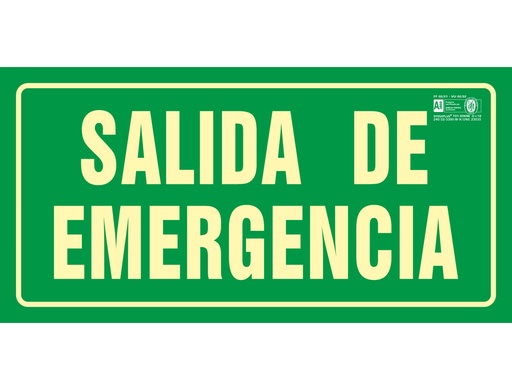 [2076047] SYSSA - PICTOGRAMA SEÑAL DE SALIDA DE EMERGENCIA EN PVC FOTOLUMINISCENTE 297X148 MM (Ref.9070F)