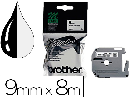[2026824] BROTHER - CINTA MK-221 BLANCO-NEGRO 9MM LONGITUD 8 MT (Ref.MK-221BZ)