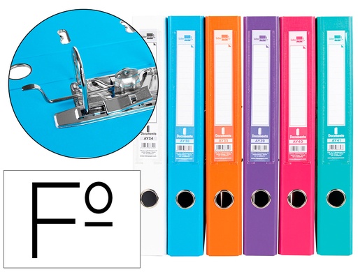 [2079738] LIDERPAPEL - ARCHIVADOR DE PALANCA FOLIO DOCUMENTA FORRADO PVC CON RADO LOMO 52 MM COLORES SURTIDOS TRENDING (Ref.AY43)