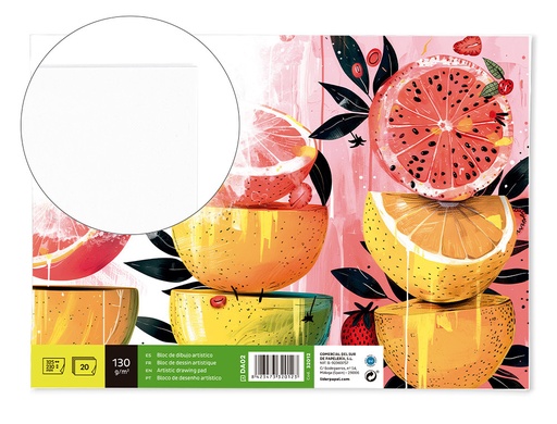 [2032012] LIDERPAPEL - BLOC DIBUJO ARTISTICO ENCOLADO 230X325MM 20 HOJAS 130G/M2 SIN RECUADRO (Ref.DA02)