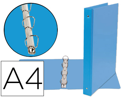 [2077183] LIDERPAPEL - CARPETA DE 4 ANILLAS 25 MM MIXTAS A4 Cartón FORRADO PVC AZUL (Ref.KA06)