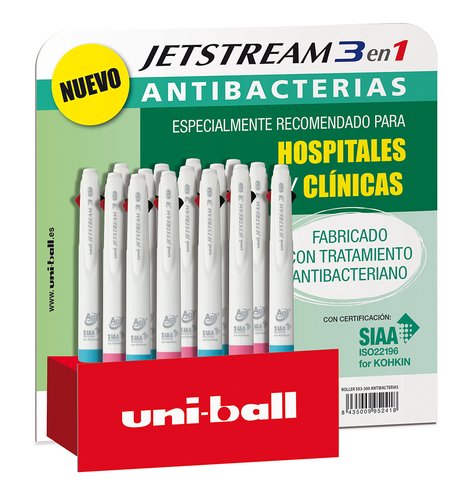 [9162255] UNI-BALL - UNIBALL - Boligrafo jetstream sport sxe3-400 3 colores antibacteriano 1,0 mm expositor de 15 unidades (Ref. 182634753)