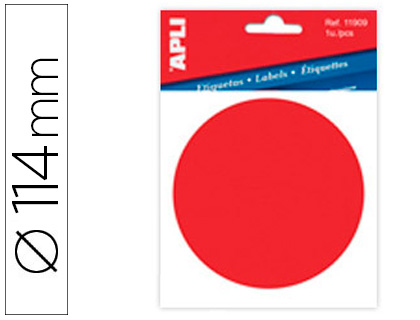 [2062825] APLI - ETIQUETA ADHESIVA VINILO ROJO SEÑALIZACION CRISTALES 114 MM DIAMETRO BLISTER DE 1 UNIDAD (Ref.11909)