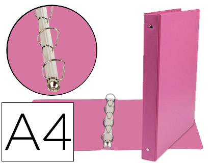 [2077179] LIDERPAPEL - CARPETA DE 4 ANILLAS 25 MM MIXTAS A4 Cartón FORRADO PVC FUCSIA (Ref.KA02)
