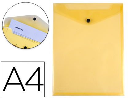 [2059424] LIDERPAPEL - CARPETA DOSSIER BROCHE POLIPROPILENO DIN A4 FORMATO VERTICAL AMARILLA TRANSPARENTE 50 HOJAS (Ref.DS09)