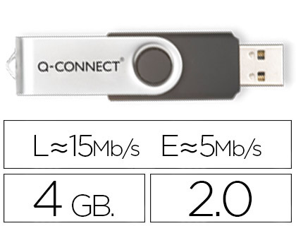 [2054635] Q-CONNECT - MEMORIA USB FLASH 4 GB 2.0 (CANON L.P.I. 0,24€ Incluido) (Ref.KF41511)