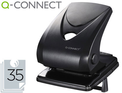 [2025518] Q-CONNECT - TALADRADOR 2 TALADROS -COLOR NEGRO -ABERTURA 3,5 MM PARA 35 HOJAS (Ref.KF01236)
