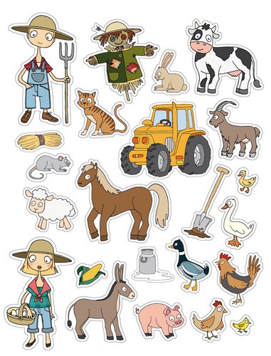 [2046818] GOMETS ESCOLAR TEMATICO -LA GRANJA-ADHESIVO REMOVIBLE BOLSA DE 3 HOJAS. (Ref.11431)