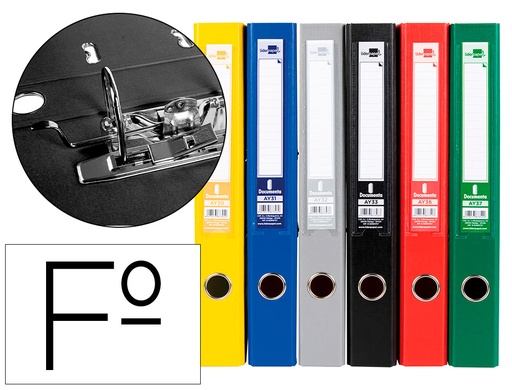 [2079717] LIDERPAPEL - ARCHIVADOR DE PALANCA FOLIO DOCUMENTA FORRADO PVC CON RADO LOMO 52 MM COLORES SURTIDOS CLASSIC (Ref.AY42)