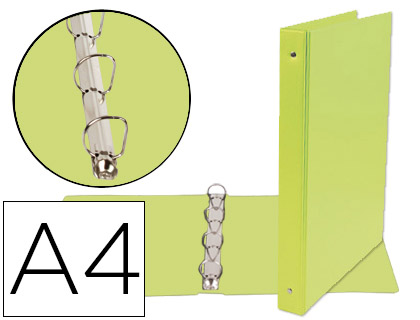 [2077180] LIDERPAPEL - CARPETA DE 4 ANILLAS 25 MM MIXTAS A4 Cartón FORRADO PVC VERDE (Ref.KA03)