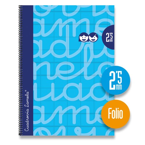 [1133959] LAMELA - Cuaderno espiral Folio Azul 80 h cuadrícula 2,5 (Ref.7FTE002A)