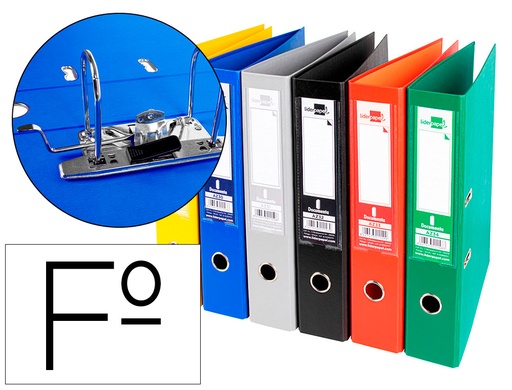 [2079704] LIDERPAPEL - ARCHIVADOR DE PALANCA FOLIO DOCUMENTA FORRADO PVC CON RADO LOMO 75 MM COLORES SURTIDOS CLASSIC (Ref.AY29)