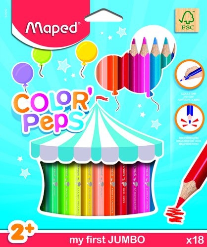 [9067807] MAPED - Lapices de colores color peps jumbo blister de 18 colores (Ref. 834012)