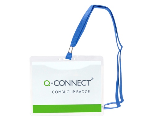[2155533] Q-CONNECT - Identificador con cordon plano negro a6 154x127 mm apertura superior (Ref. KF18613)