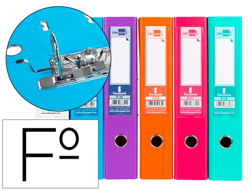[2079739] LIDERPAPEL - ARCHIVADOR DE PALANCA FOLIO DOCUMENTA FORRADO PVC CON RADO LOMO 75 MM COLORES SURTIDOS TRENDING (Ref.AY44)