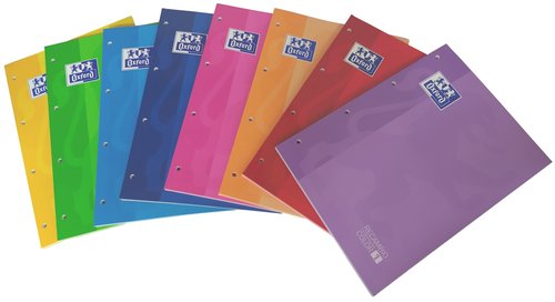 [2072517] OXFORD - RECAMBIO COLOR DIN A4 80 HOJAS 90 GRS CUADROS 5 MM 4 TALADROS COLORES SURTIDOS PAQUETE DE 30 (Ref.100580996)