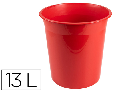 [2156301] Q-CONNECT - Papelera plastico rojo opaco 13 litros (Ref. KF19035)