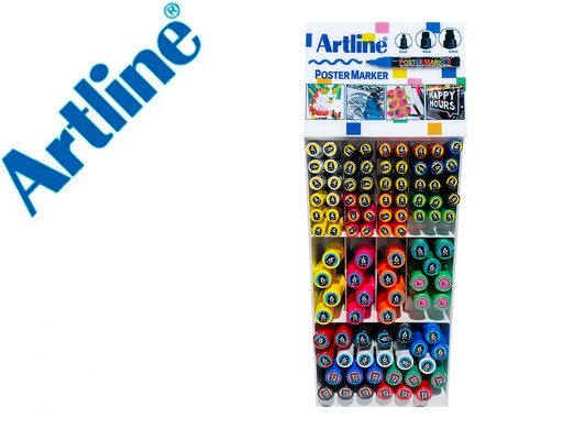 [2090048] ARTLINE - Expositor poster marker 96 uds colores surtidos - 51 uds 2 mm 29 uds 6 mm 16 uds 12 mm (Ref. EPP-DISPLAY POSTER MARKER)